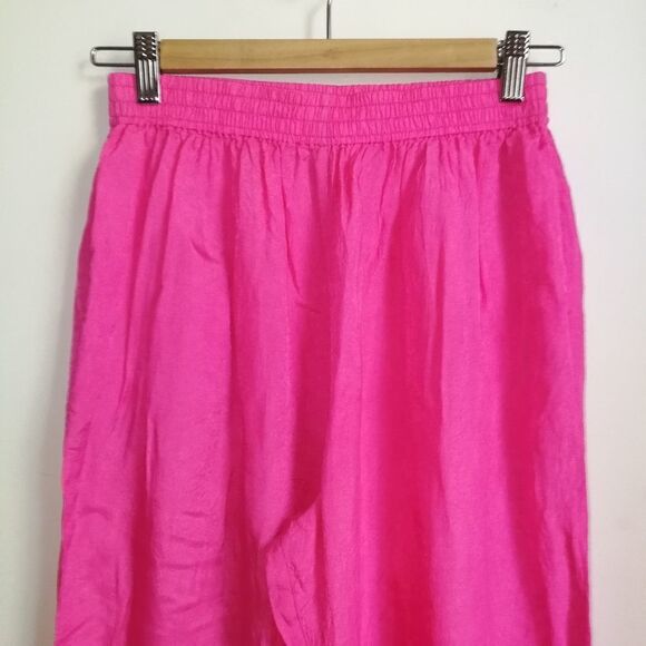 VINTAGE Y2K Bubble Pink Satin Light Silky High-rise Tapered Trouser Pants Small - Picture 6 of 14
